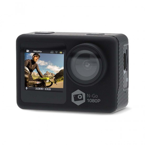 Action κάμερα Full HD 1080p Wi-Fi, με διπλή οθόνη TFT 2" και 1.3" και αδιάβροχη προστασία έως 30m.