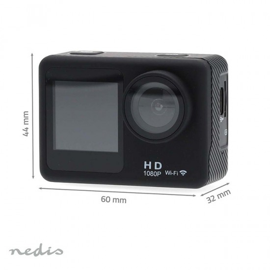 Action κάμερα Full HD 1080p Wi-Fi, με διπλή οθόνη TFT 2" και 1.3" και αδιάβροχη προστασία έως 30m.