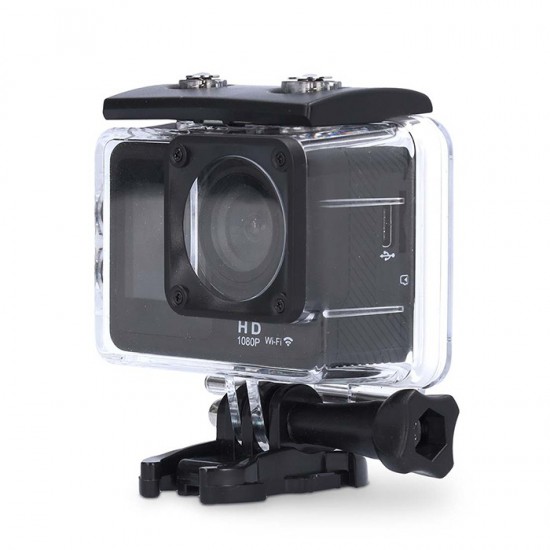 Action κάμερα Full HD 1080p Wi-Fi, με διπλή οθόνη TFT 2" και 1.3" και αδιάβροχη προστασία έως 30m.
