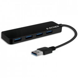 USB hub αλουμινίου 4 θυρών / USB 3.2 Gen 1X1 σε μαύρο χρώμα, με σύνδεση Type-A 