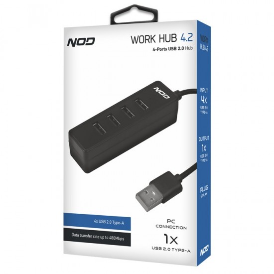 USB 2.0 Hub 4 θυρών σε μαύρο χρώμα