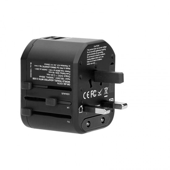 ΑΝΤΑΠΤΟΡΑΣ ΤΑΞΙΔΙΟΥ ΠΑΓΚΟΣΜΙΟΣ (USA, AUS, UK, EURO) - 2xUSB ORNO