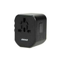 ΑΝΤΑΠΤΟΡΑΣ ΤΑΞΙΔΙΟΥ ΠΑΓΚΟΣΜΙΟΣ (USA, AUS, UK, EURO) - 2xUSB ORNO