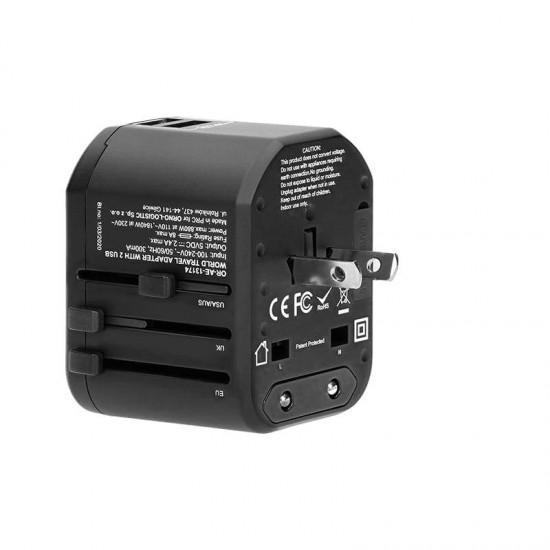 ΑΝΤΑΠΤΟΡΑΣ ΤΑΞΙΔΙΟΥ ΠΑΓΚΟΣΜΙΟΣ (USA, AUS, UK, EURO) - 2xUSB ORNO