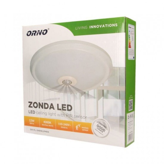 ΦΩΤΙΣΤΙΚΟ LED ΣΤΡΟΓΓΥΛΟ ΛΕΥΚΟ Φ290/67 ΜΕ ΑΝΙΧΝΕΥΤΗ ΚΙΝΗΣΗΣ 16W 4000K ORNO