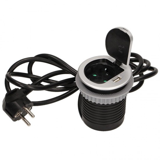 1373 ΧΩΝΕΥΤΗ ΠΡΙΖΑ ΓΡΑΦΕΙΟΥ ΣΟΥΚΟ ΚΑΠΑΚΙ 1 USB 5V 2.4A ΜΕ 1,8m ΚΑΛΩΔΙΟ ΜΕ ΦΙΣ 70/85 (Φ60) ΑΣΗΜΙ ORNO