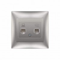 ΑΣΗΜΙ ΠΡΙΖΑ ΤΗΛΕΦΩΝΟΥ RJ11 & ΔΕΔΟΜΕΝΩΝ RJ45 Cat6 “DOMUS”