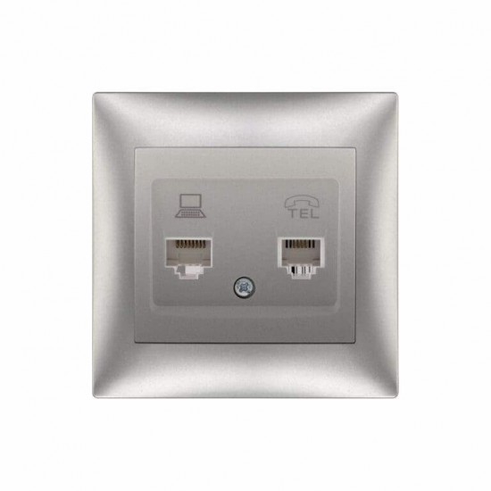 ΑΣΗΜΙ ΠΡΙΖΑ ΤΗΛΕΦΩΝΟΥ RJ11 & ΔΕΔΟΜΕΝΩΝ RJ45 Cat6 “DOMUS”