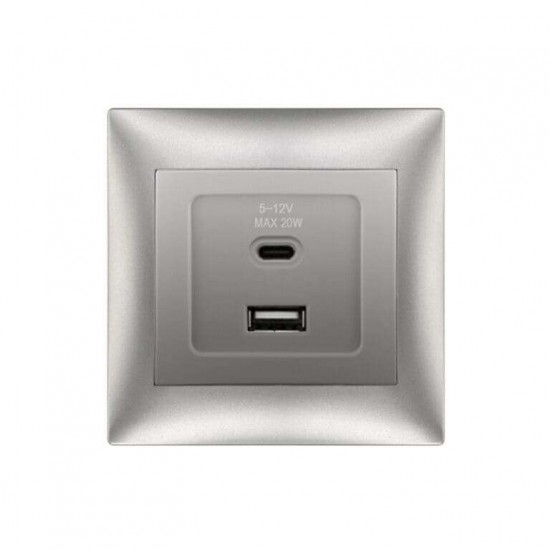 ΑΣΗΜΙ ΠΡΙΖΑ USB Type-A  & Type-C “DOMUS”