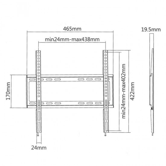 Επιτοίχια βάση στήριξης για τηλεοράσεις LED/LCD/Plasma από 32" έως 55"