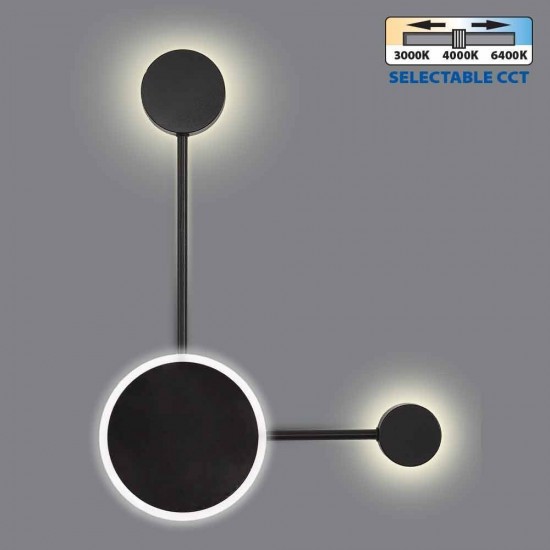 ΔΙΑΚΟΣΜΗΤΙΚΟ ΦΩΤΙΣΤΙΚΟ ΑΠΛΙΚΑ LED GEMINI LED  15W  ΜΑΥΡΟ  CCT-ΔΙΑΚΟΠΤΗΣ 3000K-4000K-6400K