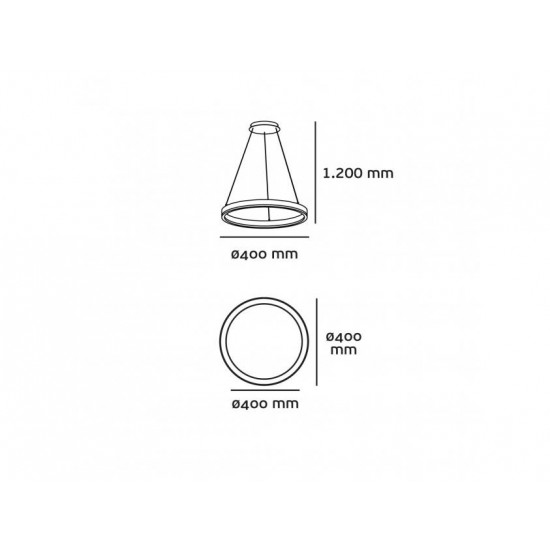Φωτιστικό LED κρεμαστό, 200-240V, 32w, 3000K, 2.080lm,  IP20, ø40cm, σαμπανιζέ