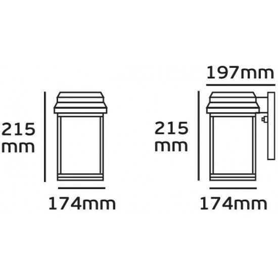 Φωτιστικό φανάρι επίτοιχο, 230V, Max60w, E27, IP23, 17.4x21.5x19.7cm, λευκό