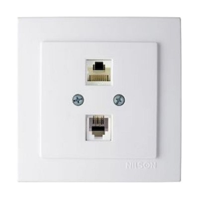 Λευκή πρίζα δικτύου RJ45-CAT5-RJ11 - 24111048