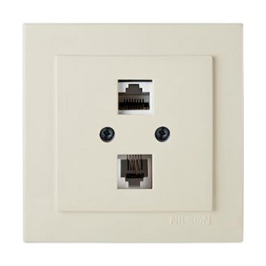 Μπέζ πρίζα δικτύου RJ45-CAT5-RJ11 - 24121048