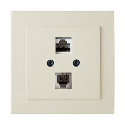 Μπέζ πρίζα δικτύου RJ45-CAT6-RJ11 - 24121049