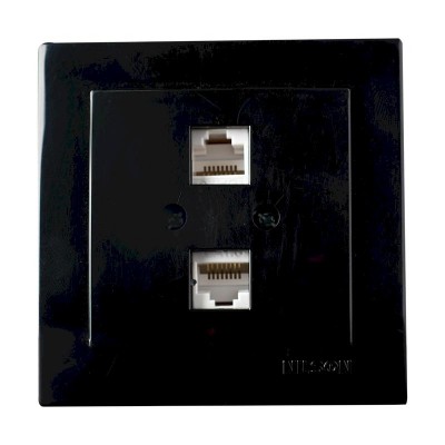 Μαύρη πρίζα δικτύου CAT6  διπλή - 24221047
