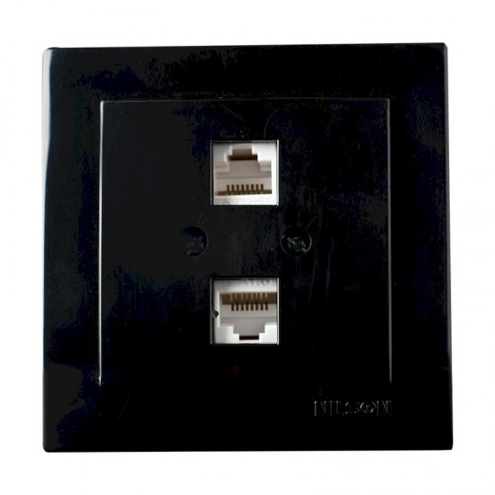 Μαύρη πρίζα δικτύου CAT6  διπλή - 24221047