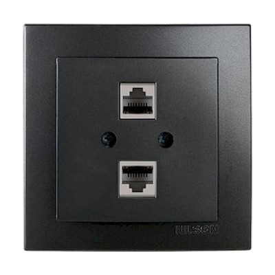 Μαύρη πρίζα δικτύου RJ45-CAT5-RJ11 - 24221048