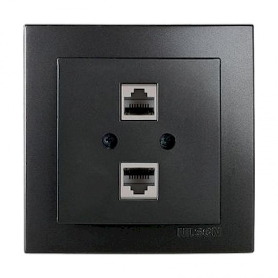 Μαύρη πρίζα δικτύου RJ45-CAT5-RJ11 - 24221048