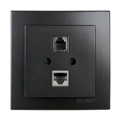 Μαύρη πρίζα δικτύου RJ45-CAT6-RJ11 - 24221049