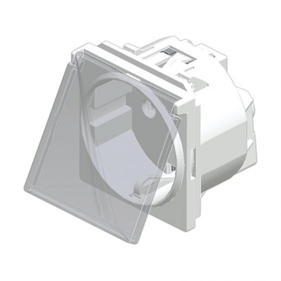 Πρίζα σουκο με καπάκι 2 θέσεων Λευκή 2Ρ+Ε 16Α 250V - 740601S