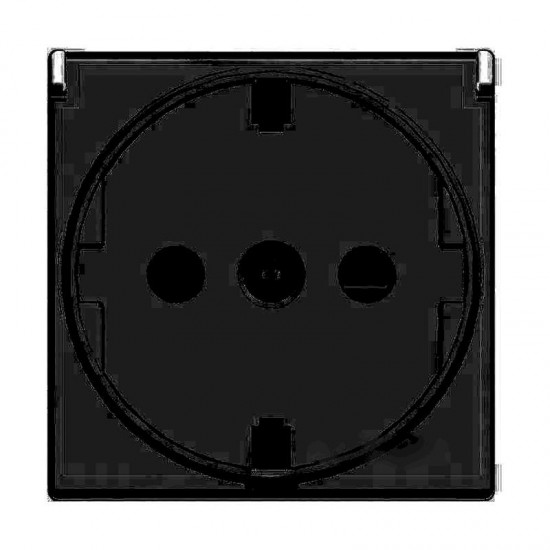 Πρίζα σουκο με καπάκι 2 θέσεων Μαύρη 2Ρ+Ε 16Α 250V - 740608S