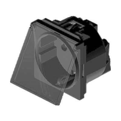 Πρίζα σουκο με καπάκι 2 θέσεων Μαύρη 2Ρ+Ε 16Α 250V - 740608S