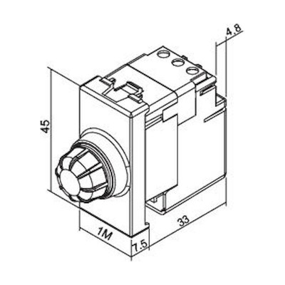 Προγραμματιζόμενος ρεοστάτης 10-100W-VA με περιστροφικό κομβίο ελέγχου και πιεζοδιακόπτη 1 θέσης Λευ - 760411S