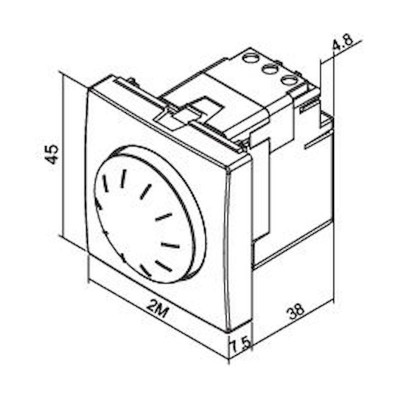 Προγραμματιζόμενος ρεοστάτης 10-100W-VA με περιστροφικό κομβίο ελέγχου και πιεζοδιακόπτη 2 θέσεων Ιβ - 760422S