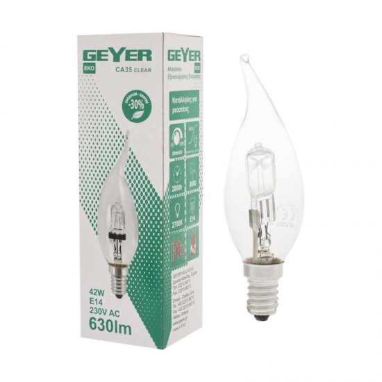 Λάμπα Αλογόνου Κερί CA37 42W E14 2700Κ 630lm - FCCL1442FL