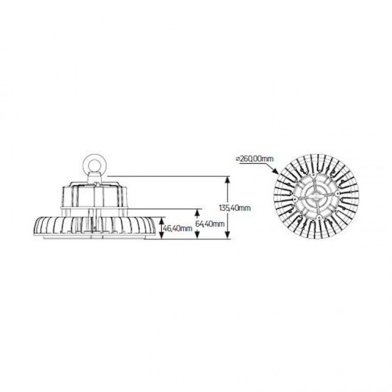 Καμπάνα LED Highbay Premium 150W 4000K 19500lm 90° IP65 - LHB150CSG90