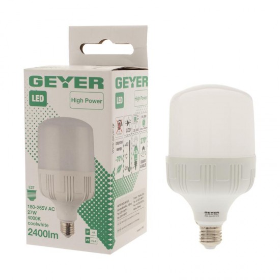 Λάμπα LED High Power Premium 27W E27 4000K 2400lm PF>0.9 IP44 - LHPC2727