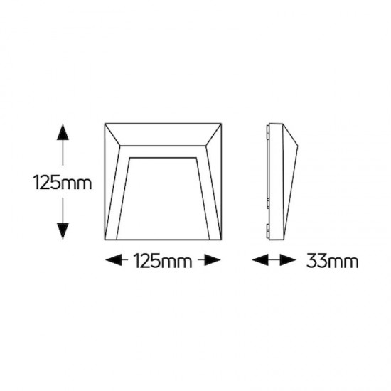 Απλίκα LED 1.2W 3000K 110lm 125x125 IP54 μαύρο - LOWS125125WDG