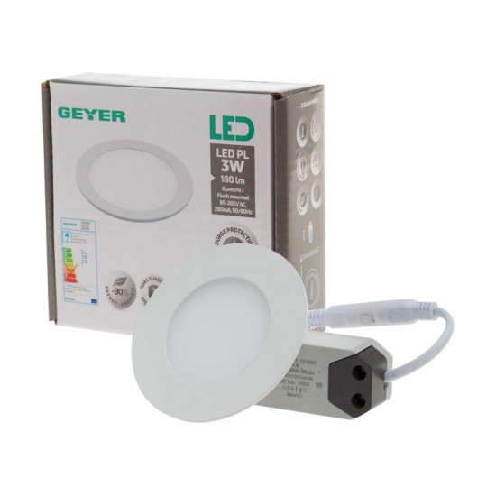 PL LED 3W 6500K 180lm Φ70mm GEYER