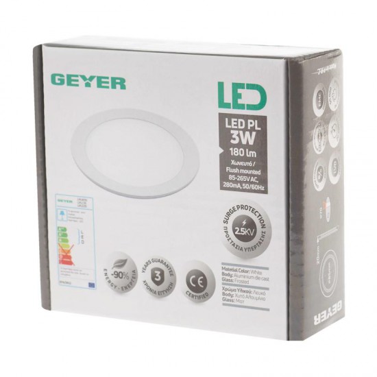 PL LED 3W 6500K 180lm Φ70mm GEYER