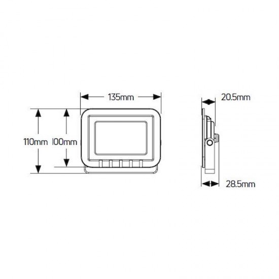 Προβολέας LED 20W 4000K 1600lm IP65 μαύρος - LPRM20C