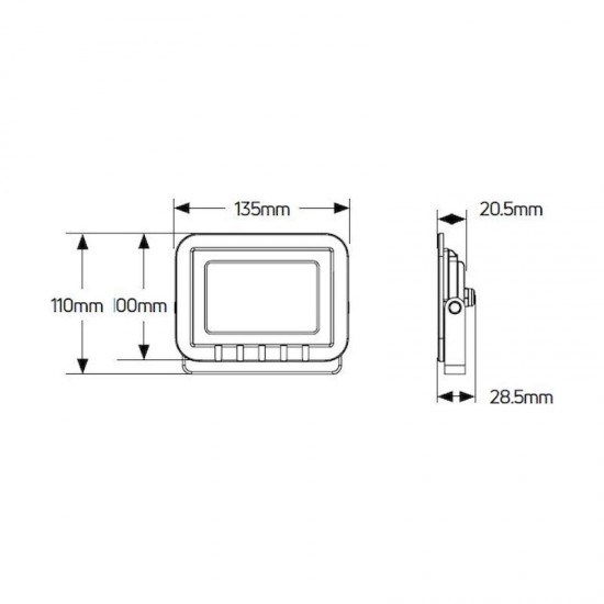 Προβολέας LED 20W 4000K 1600lm IP65 λευκός - LPRW20C