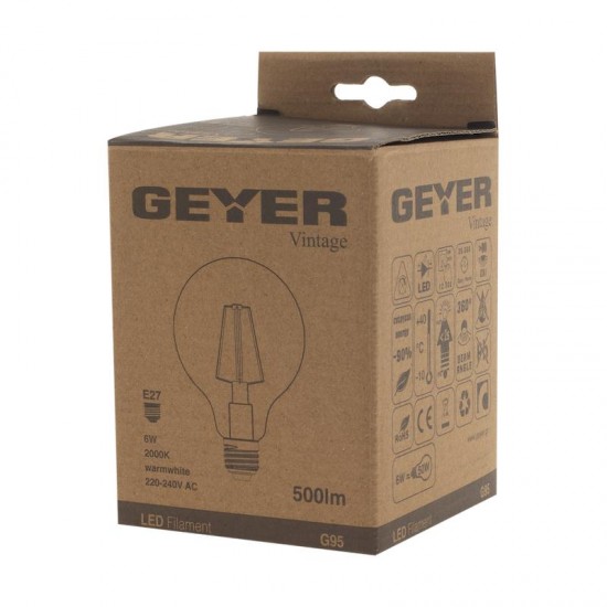 Λάμπα LED Vintage G95 6W E27 2000K 500lm - LVG95