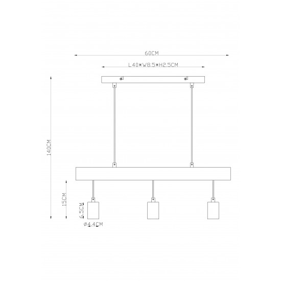 ΦΩΤΙΣΤΙΚΟ ΚΡΕΜΑΣΤΟ ΜΕ ΞΥΛΟ JAKOB 3XE27 GLOBO LIGHTING 15327-3Ν