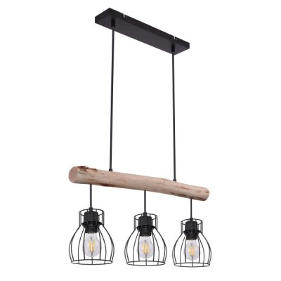 ΦΩΤΙΣΤΙΚΟ ΚΡΕΜΑΣΤΟ ΜΕ ΞΥΛΟ MINA 3XE27 GLOBO LIGHTING 15326-3Ν