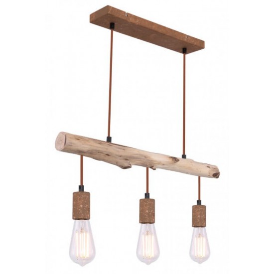 ΦΩΤΙΣΤΙΚΟ ΚΡΕΜΑΣΤΟ ΜΕ ΞΥΛΟ JAKOB 3XE27 GLOBO LIGHTING 15327-3Ν