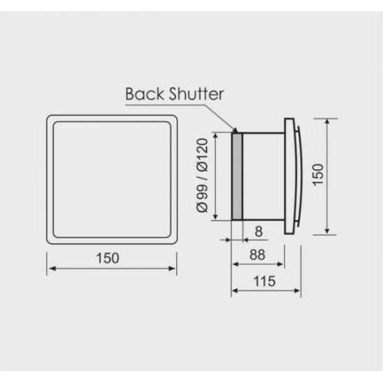 Εξαεριστήρας μπάνιου MM OK100 LED ⌀100mm, με κλαπέ, 100 m³/h με φωτισμό led, μπλε