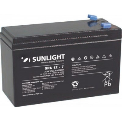 Μπαταρία μολύβδου 12V 7Ah SUNLIGHT SPA 12-7