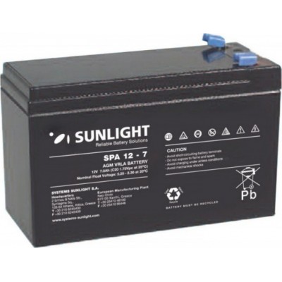 Μπαταρία μολύβδου 12V 7Ah SUNLIGHT SPA 12-7