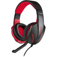 Gaming headset με ρυθμιζόμενο σε κλίση μικρόφωνο, σε μαύρο χρώμα και κόκκινο LED φωτισμό NOD