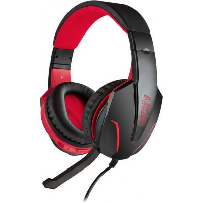 Gaming headset με ρυθμιζόμενο σε κλίση μικρόφωνο, σε μαύρο χρώμα και κόκκινο LED φωτισμό NOD