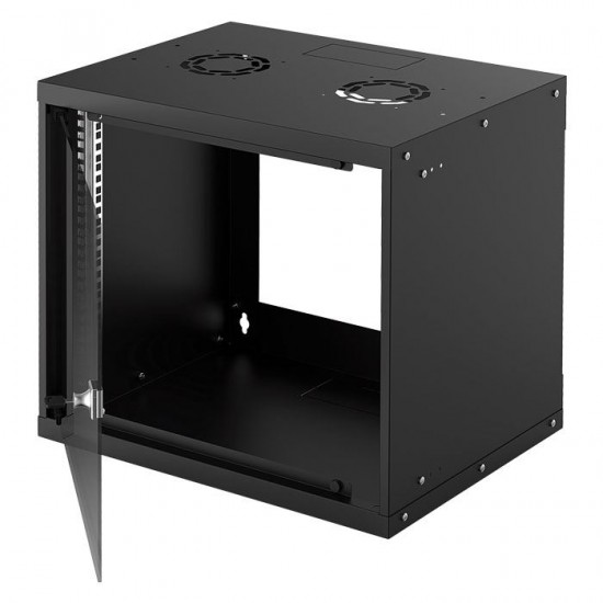Επιτοίχια καμπίνα 19", 9U (540x400), Flatpack, σε μαύρο χρώμα INT 714174 FLATPACK