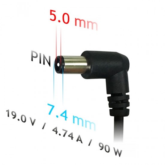 Τροφοδοτικό για laptop HP, 19V/4.74A, 90W, με βύσμα 7.4x5mm