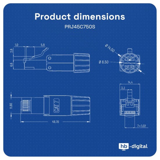 ΚΛΙΠΣ ΜΕΤΑΛΛΙΚΟ HB-DIGITAL CAT 7 RJ45 1PCS
